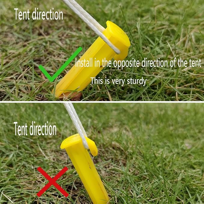 Plastic Tent Stakes Heavy Duty Beach - Premium PP Materials, Reusable - Rust-Proof, Easy to Use - Great for Hiking, Camping Outdoors - 10 Pcs, yellow, ZPDD662