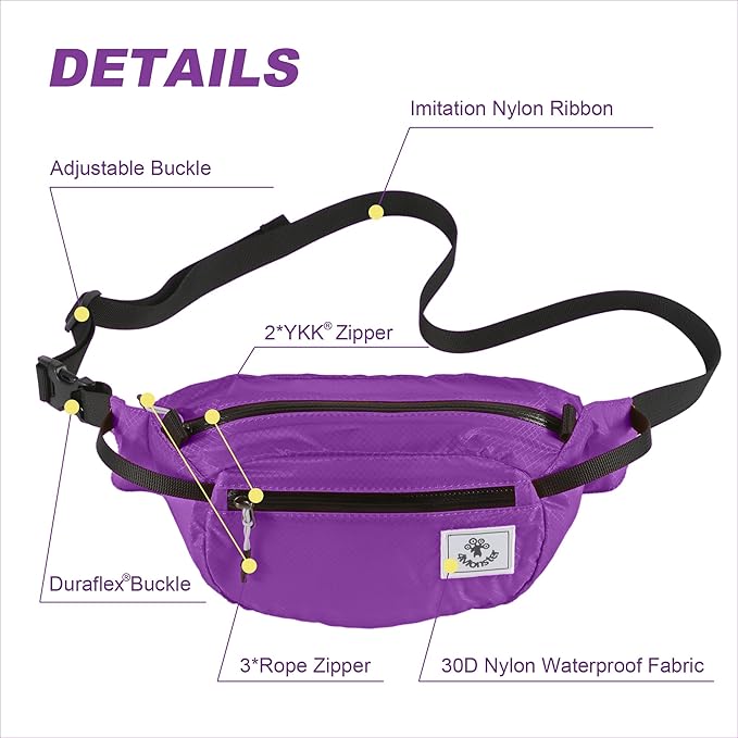 4Monster Hiking Waist Packs Portable,Water Resistant Fanny Bag with Adjustable Strap,Lightweight Crossbody Chest Bag Slim Bag