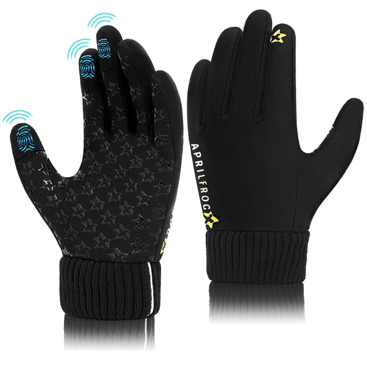 Aprilfrog Winter Kids Warm Sports Gloves: Cold Weather Water Resistant Anti Slip Fleece Waterproof Child Cycling Mittens for Boy Girl 4-12 Years Old School Medium