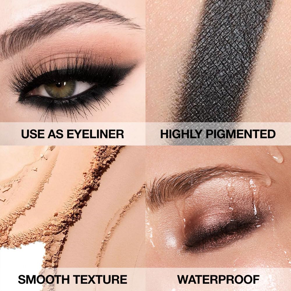 10 Colors Nude Brown Pink Matte Shimmer Eyeshadow Palette for Eye Makeup,High Pigmented Tan Black Eye Shadow Primers Powder Palet de sombras de ojos