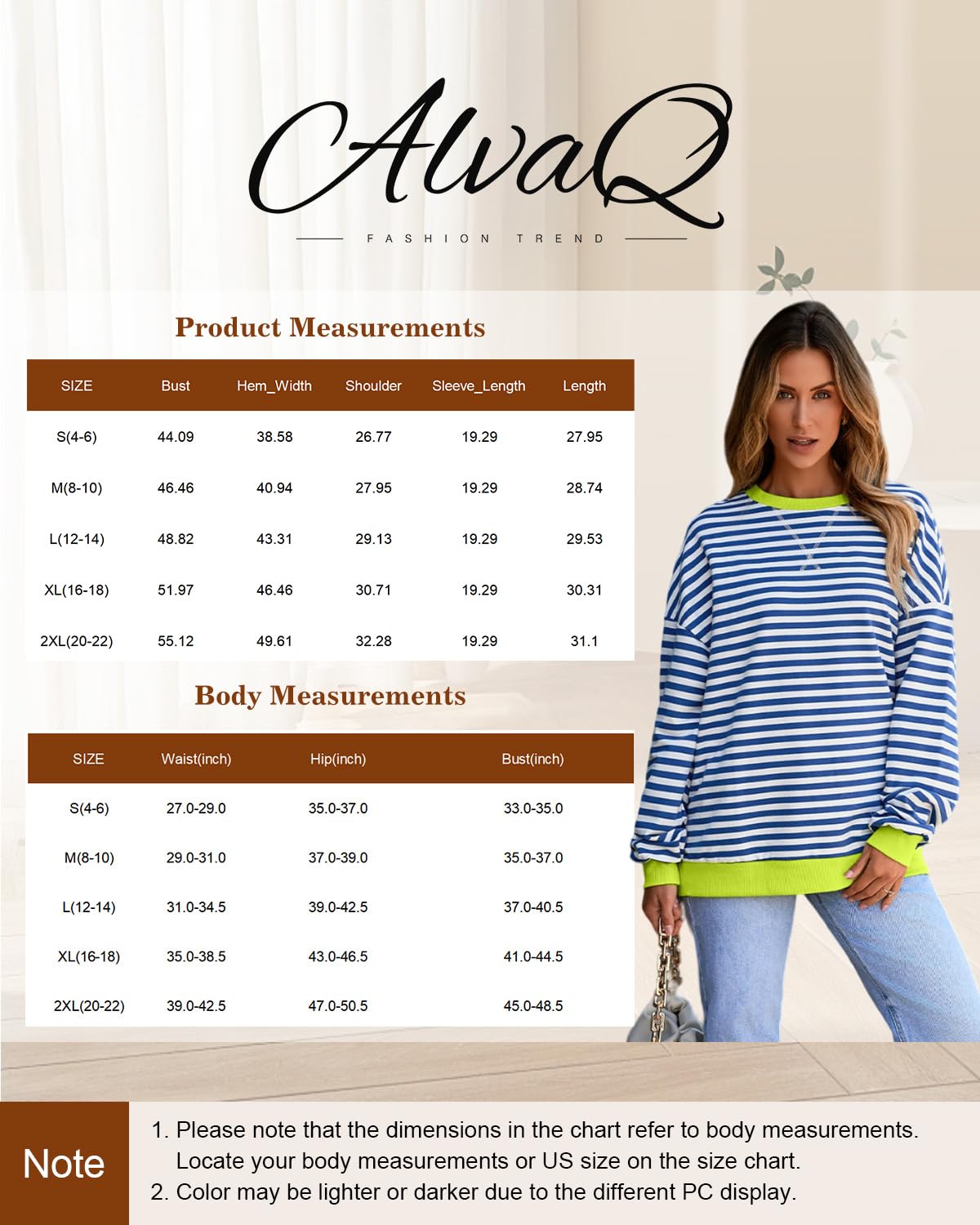 AlvaQ Oversized Sweatshirt for Women Fall Winter 2024 Outfits Crew Neck Pullover Tunic Striped Sweatshirts Long Sleeve Tops Y2K Clothes Purple Large