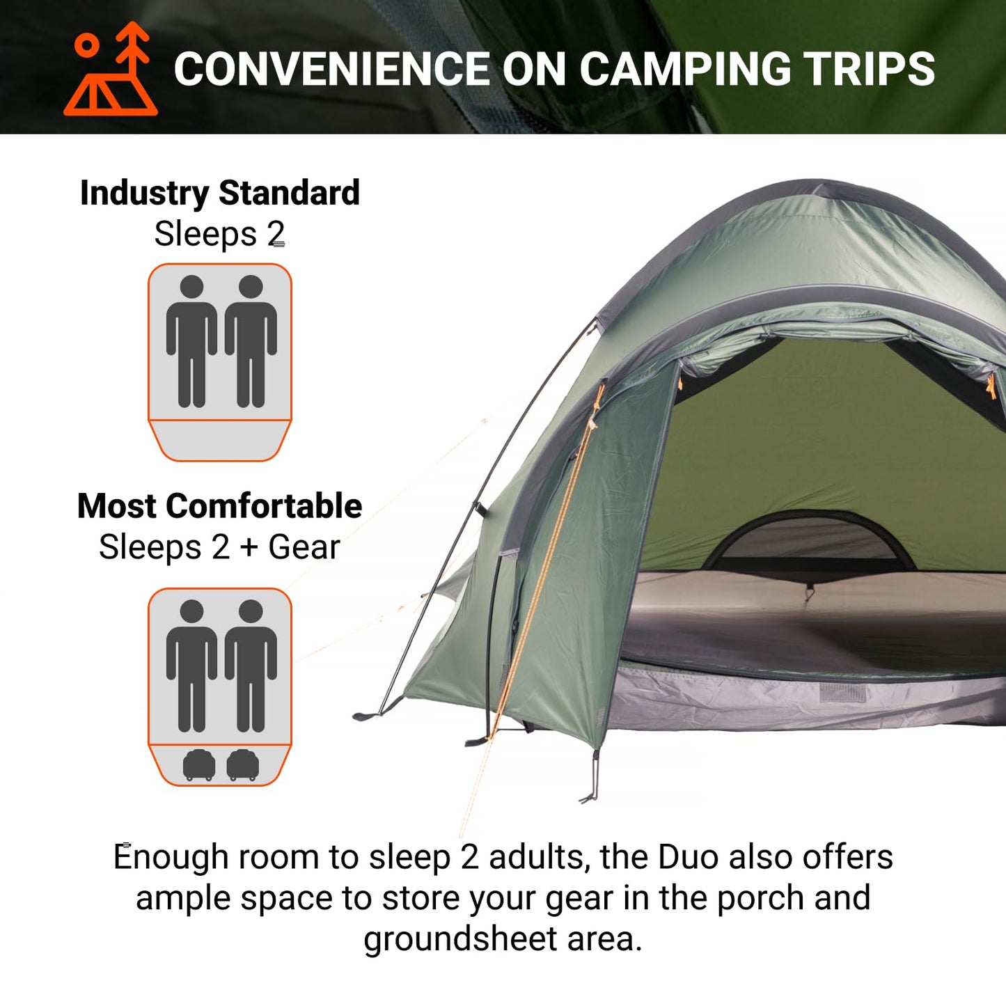 Crua Duo Outdoor Camping Tent – 2 Person Tent for Camping, Easy Pop-up Assembly, Lightweight and Waterproof Outdoor Gear for Hiking Backpacking, Weather Resistant