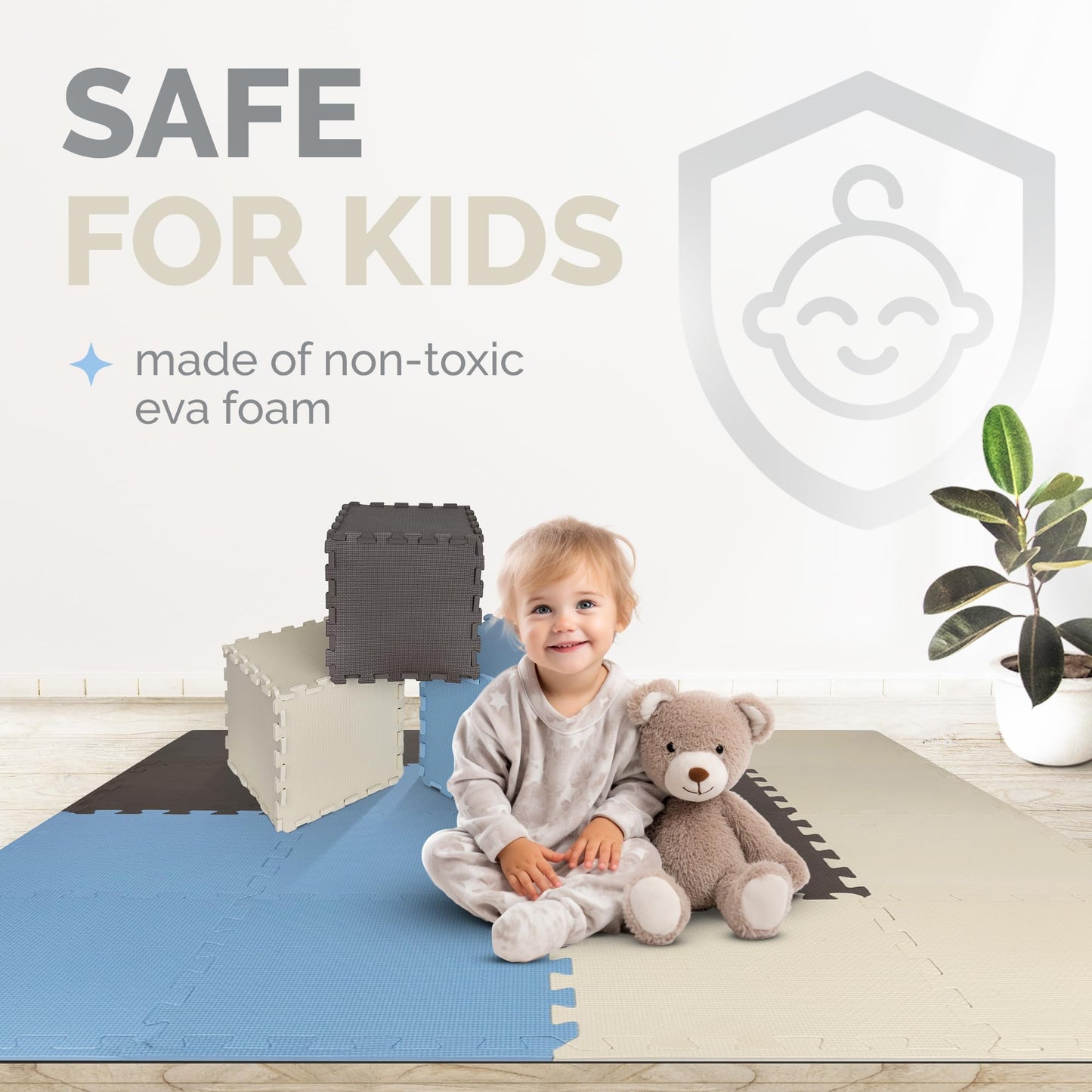 TOYVELT Ultimate Foam Play Mat Set 12x12-16 Interlocking Floor Tiles for Kids - Colorful Foam Puzzle Mats - Safe and Durable Kids Floor Mats - Ideal Play Mat for Toddlers 1-3 - Tiles Non Toxic