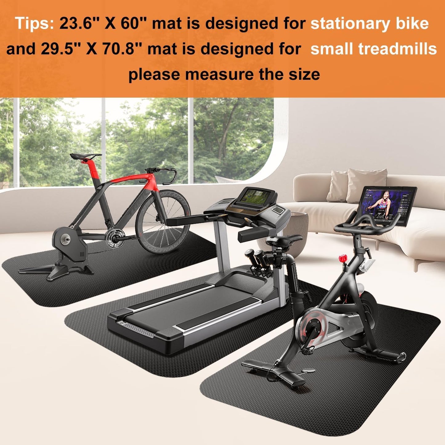 Treadmill Walking Pad Mat for Carpet Floors,Folding Treadmill Mat for Hardwood Floors,for Under Exercise Bike, Exercise Equipment Mat,Reduce Noise Shock Absorption (60" X 23.6")