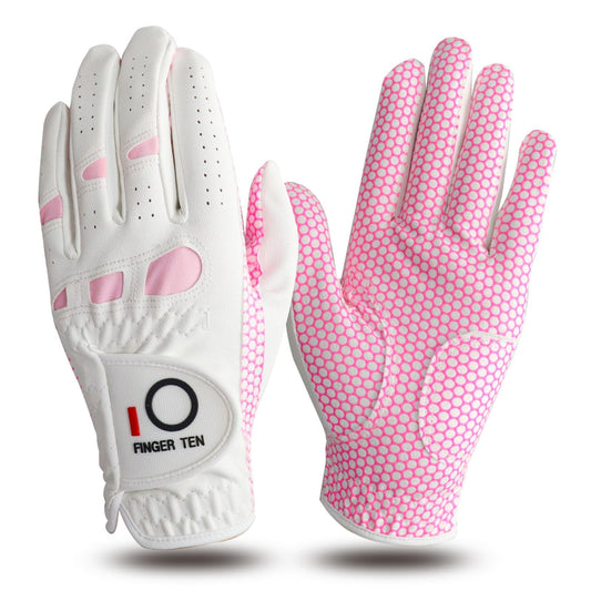 Amy Sport Womens Golf Glove Pair Both Hands Golf Gloves Women Right Handed Golfer Left Hand Ladies Rain Grip All Weather Pink Size Small Medium Large XL (Small, 1 Pair)