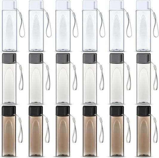 Mifoci 20 Pieces Water Bottle Bulk 17 oz Plastic Water Bottles Bulk Gym Sports Adults Reusable Large Water Bottles for Outdoor Fitness(Grey, White, Black,Rectangle)