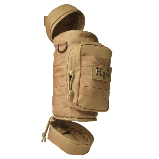 Orca Tactical Molle Water Bottle Pouch - Molle Water Bottle Holder with Strap - Water Bottle Carrier with Multiple Storage Options (Coyote Brown)