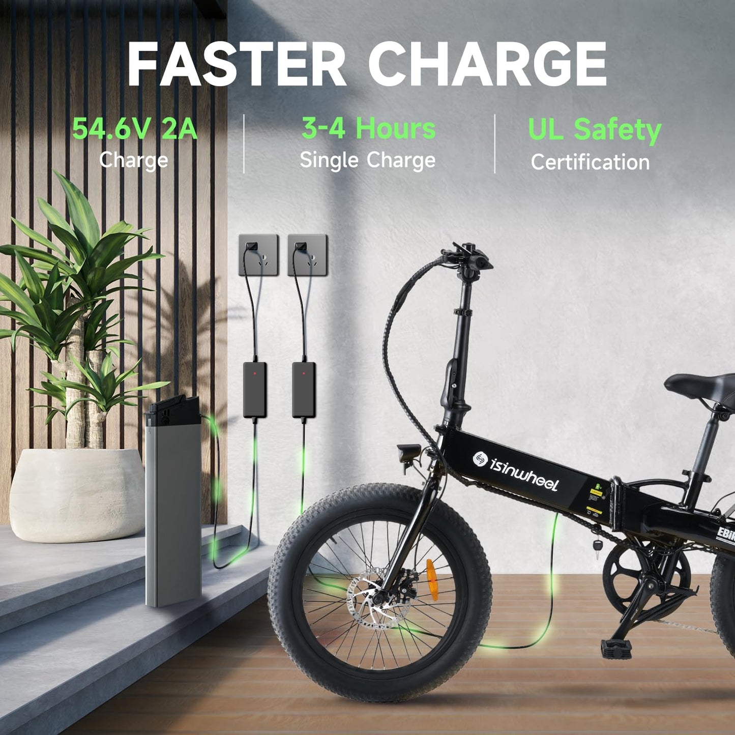 isinwheel U5 Electric Bike Adult 500W, 20" Folding Bikes, 20MPH Max Range 45+ Mile, 48V 374.4Wh Removable Battery, Weighs 48.5lbs, Suitable for Leisure Riding, UL 2849 Certified (Standard & Black)