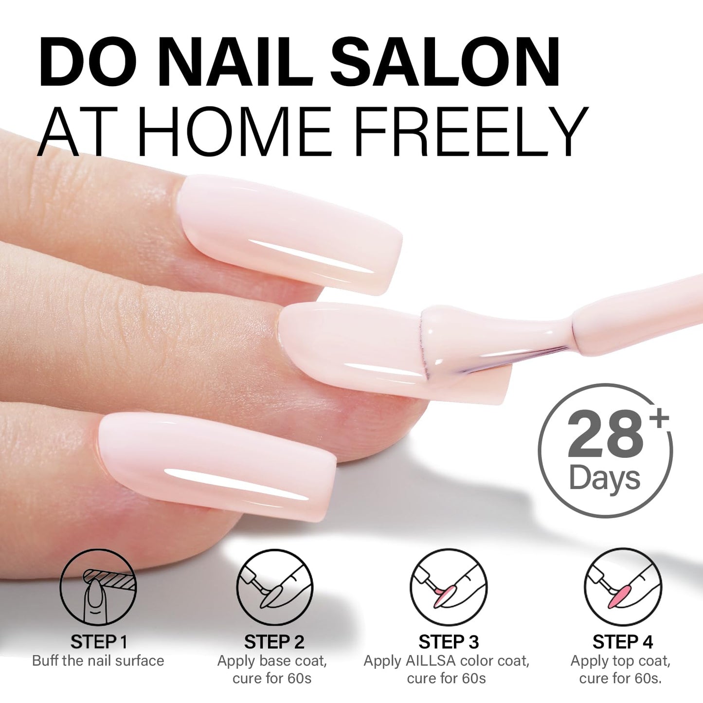AILLSA White Pink Gel Nail Polish Nude Barely Pink Gel Polish Neutral Light Beige Jelly Gel Polish Off White Natural Color Nails Winter Soak Off U V Gel for Nail Art for Women 0.51 Fl Oz /GA98