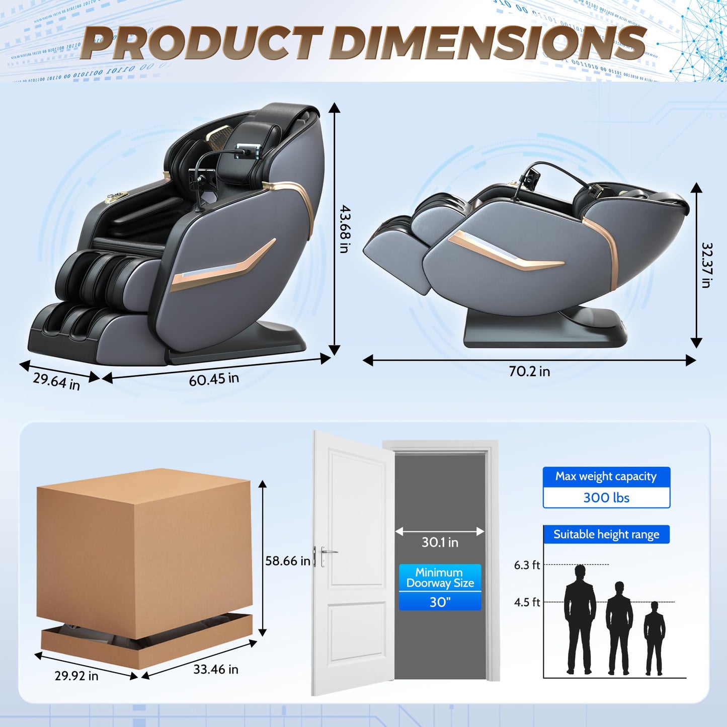 Massage Chair Full Body, 160° Zero Gravity Recliner with 57'' SL Track, Shiatsu Neck Shoulder Massager with Heating, Fix Point Massager, Airbag Massage, Foot Rollers, Bluetooth, Phone Holder, Black