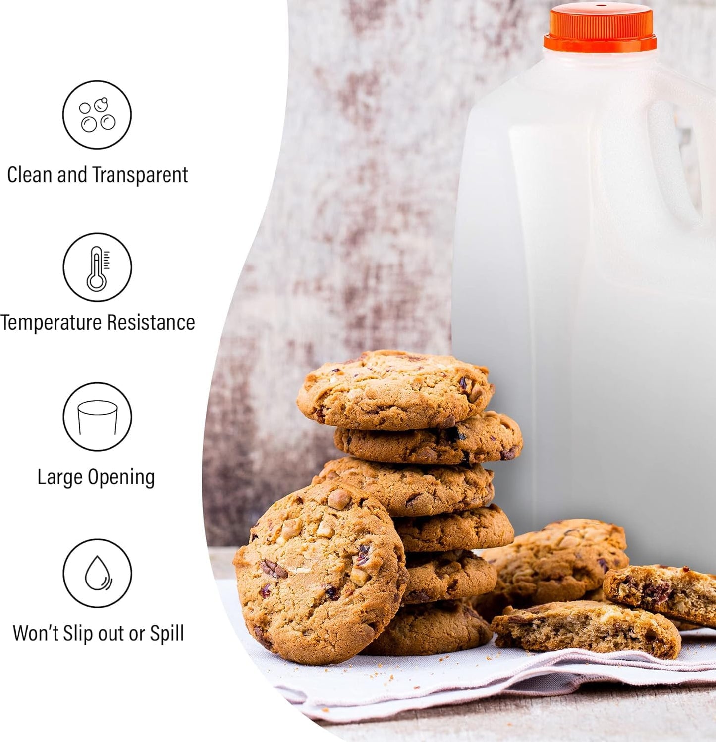 MT Products 64 Oz. Empty HDPE Plastic Juice/Milk Bottles with Tamper Evident Caps - Case of 60