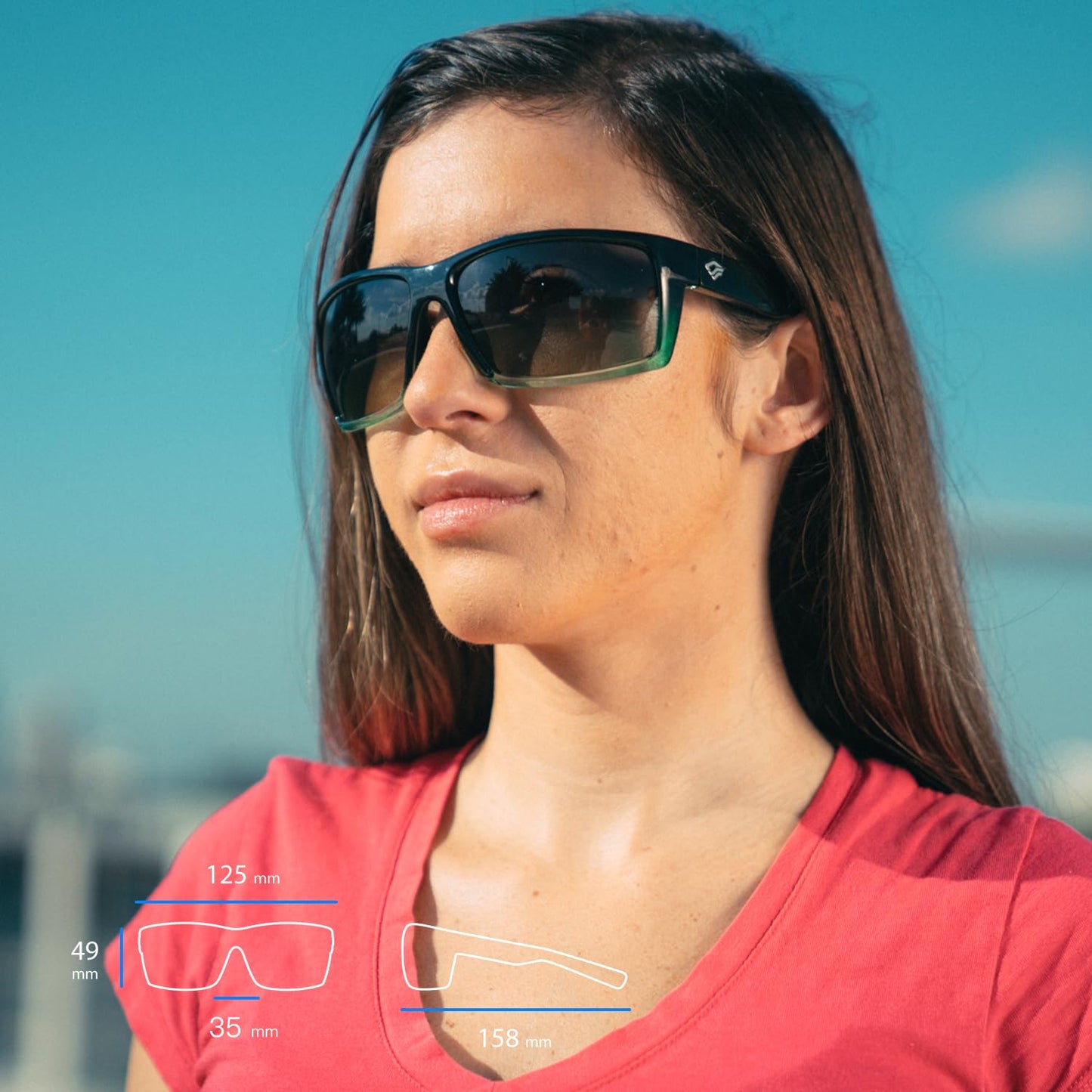 TOREGE Sports Polarized Sunglasses for Men Women Flexible Frame Cycling Running Driving Fishing Trekking Glasses TR24 (Transparent Gradient Black Green&Transparent Black Lens)