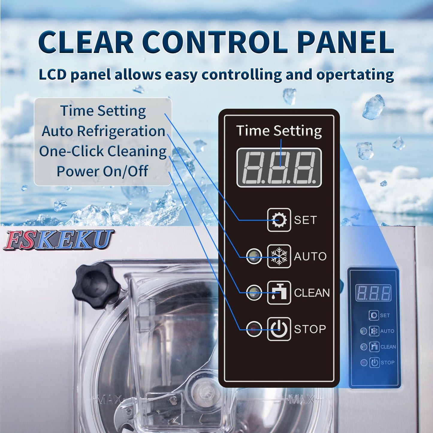 Ice Cream Maker Commercial Machine 16-24L/H, 5.3 Gph Capacity Suitable for Restaurant/Bar/Home, 1400W Hard Ice Cream Machine with LED Display, (110V 60Hz)