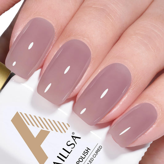 AILLSA Nude Gel Polish Crystal Violet Jelly Gel Nail Polish light Purple Translucent Gel Polish Long Lasting Sheer Neutral Color Nails Soak Off U V Gel for Nail Art at Home Valentine Gift 0.51 Oz GD62