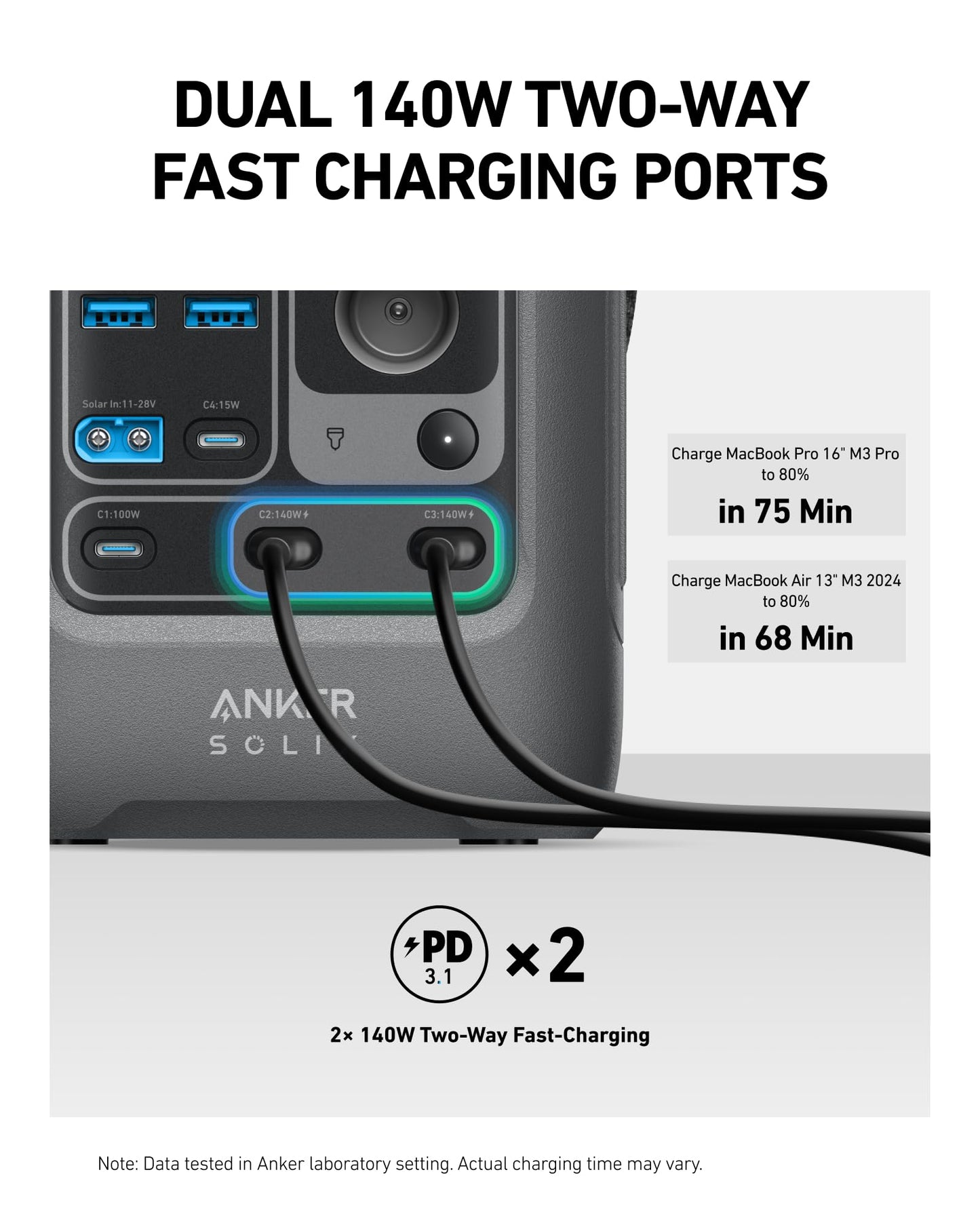 Anker SOLIX C300 DC Power Bank Station, Outdoor 288Wh Portable Power Station, LiFePO4 Battery, 300W Solar Generator, for Camping, Traveling, and Emergencies (No Wall Charger Included)