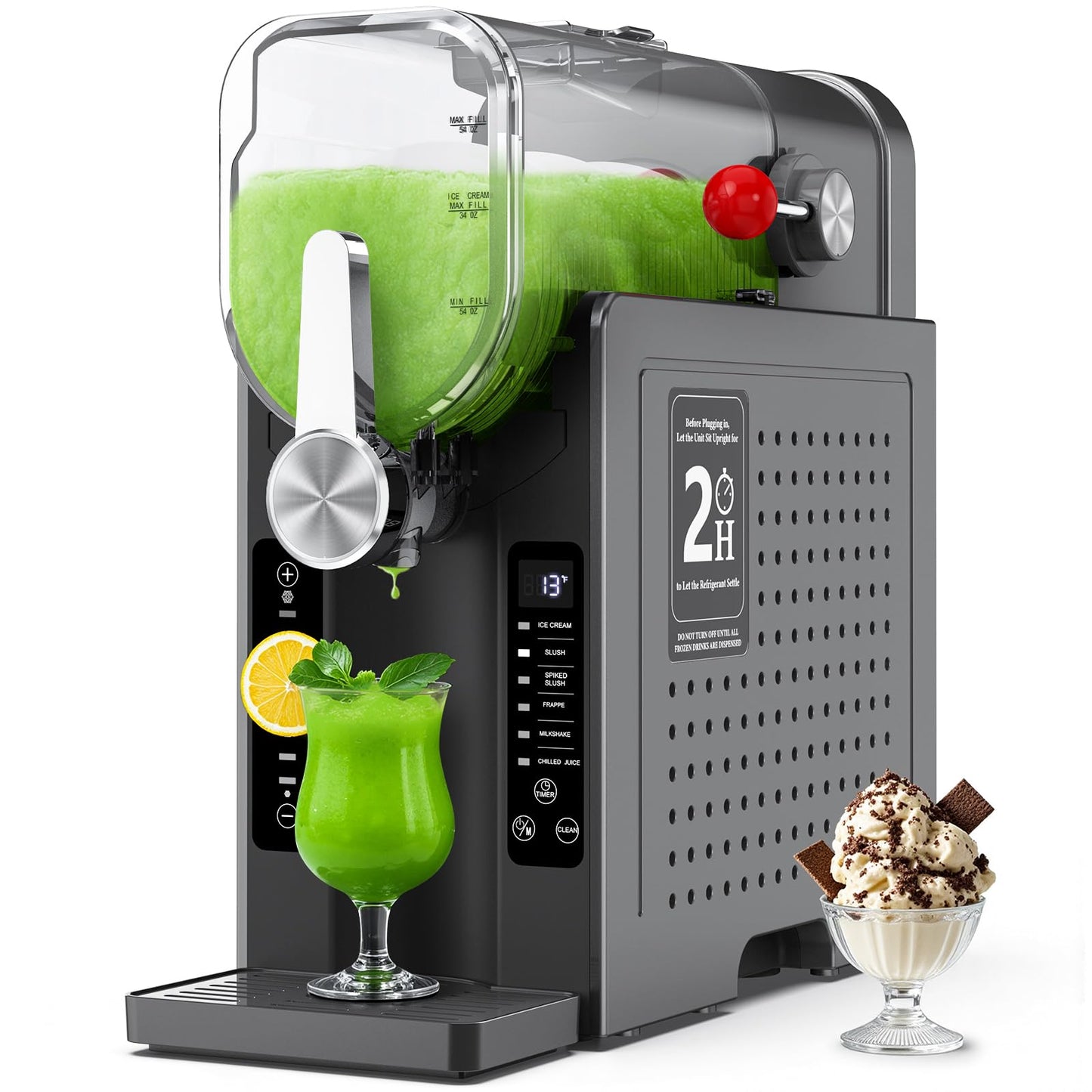 Rellytech Slushy Machine for Home - Slushie Machine No Ice Needed with 6 Preset Programs, Ice Cream, Margaritas, Frappes, Smoothie, Professional Frozen Drink Maker, Self-Cleaning, Fathers Day Gift