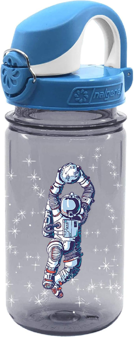 Nalgene Sustain Tritan BPA-Free Kids On The Fly Water Bottle Made with Material Derived from 50% Plastic Waste, Leak Proof, Durable, BPA Free, Carabiner Friendly, Reusable, 12 oz