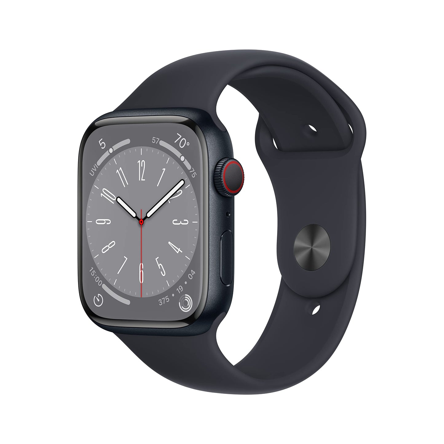 Apple Watch Series 8 [GPS + Cellular, 45mm] - Midnight Aluminum Case with Midnight Sport Band, M/L (Renewed)