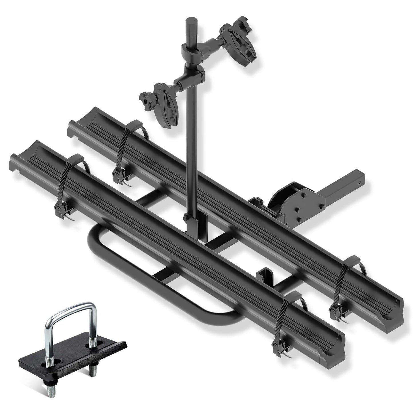 EYOUHZ 2 EBike Rack with Ramp, up to 5" Fat Tire Bike Carrier, 200 LBS Capacity Bike Racks, Lockable & Foldable Electric Bicycle Holder Platform for Standard, Fits 2" Hitch for SUVs Vans Trucks Cars