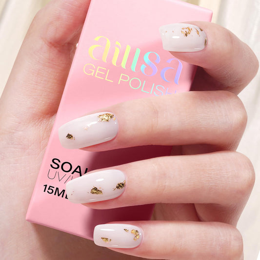 AILLSA Milky White Gel Polish Nude Gel Nail Polish Light Color Translucent Neutral Gel Polish Long Lasting Natural Jelly Nails Soak Off U V Gel for French Manicure at Home 0.51 Oz GB134