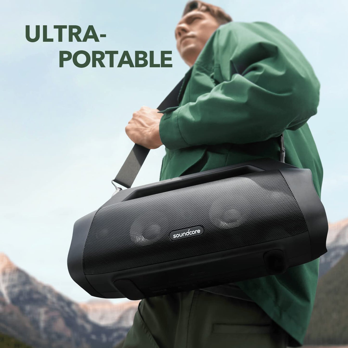 Soundcore Motion Boom Plus 80W Portable Speaker with Custom EQ & BassUp, Waterproof Bluetooth Speaker for Camping Select 4 Go