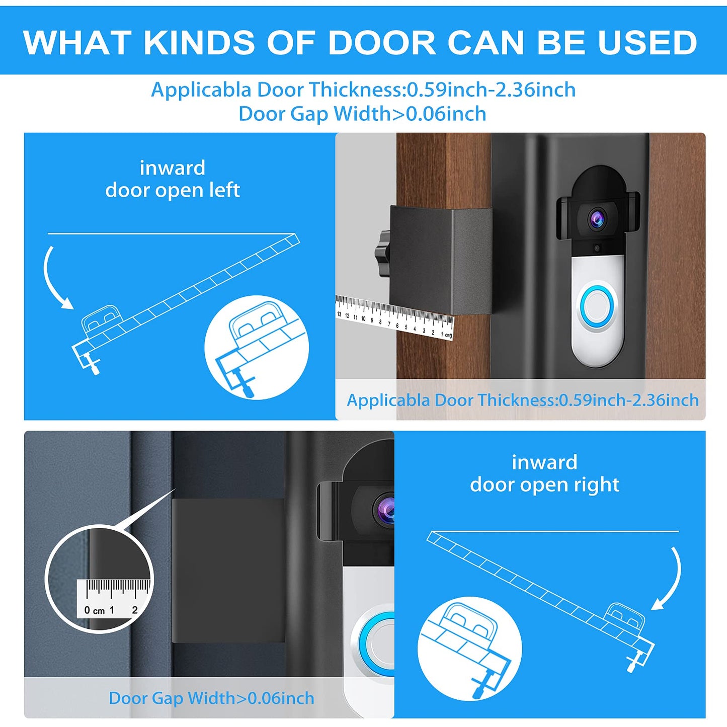 Anti-Theft Video Doorbell Mount Compatible with Video Doorbell 1/2/3/3 Plus/4/(2020 Release), Adjustable Mounting Bracket Accessories for houses, apartments, businesses, No Need to Drill