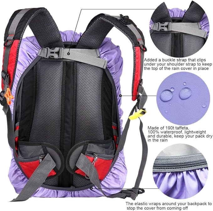 Waterproof Backpack Rain Cover with Anti Slip Buckle Strap for Camping, Hiking, Traveling, Hunting, Biking, 15-80L