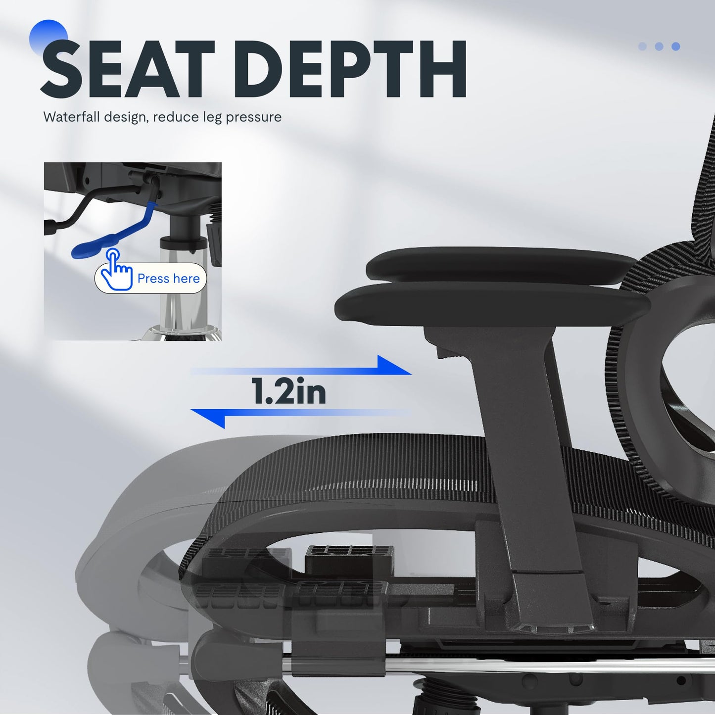FLEXISPOT ErgoX Premium Ergonomic Office Chair with Footrest- Adjustable 3D Armrests, Dynamic Lumbar Support, Recline & Tilt Function, Mesh Seat, for Home & Office Use,Black