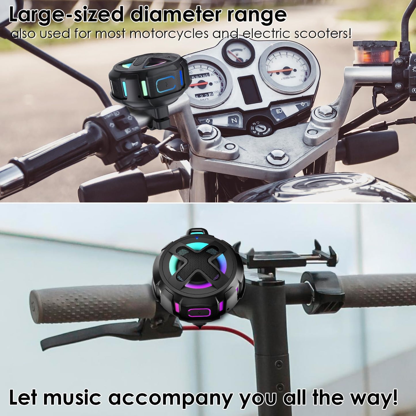 Upgraded, Pro Bike Speaker, with Pro Handlebar Mount, Bluetooth V5.4, IPX7 Waterproof, Silicone Case, Broadcast Navigation,10W Bassup, 15-24H Playtime, Hook, for eBike, Bicycle, Motorcycle Accessories