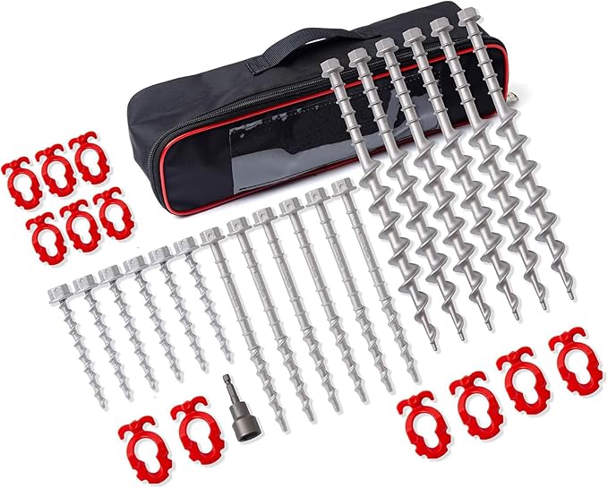 Ground Anchors Non-Rust Cast Aluminum Heavy Duty Tent Anchors for Swing Set Anchors Screw in kit for Securing Animals, Tents, Canopies, Sheds, Car Ports, Swing Sets Outdoors(Big)