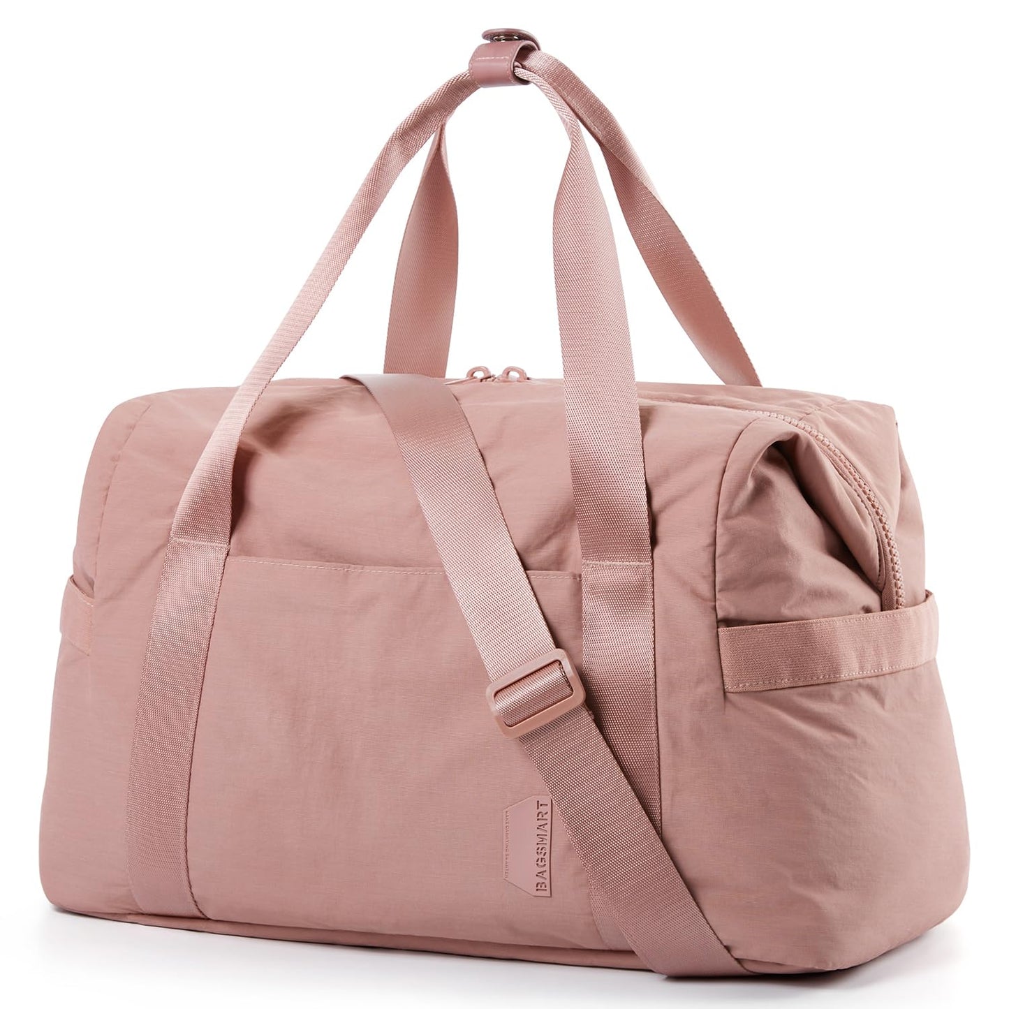 BAGSMART BAGSMART Gym Bag for Women, Carry on Weekender Overnight Bag, Travel Duffel Bags with Trolley Sleeve, Personal Item Travel Bag Tote Bag Workout Dance Bag, Dark Pink-34L