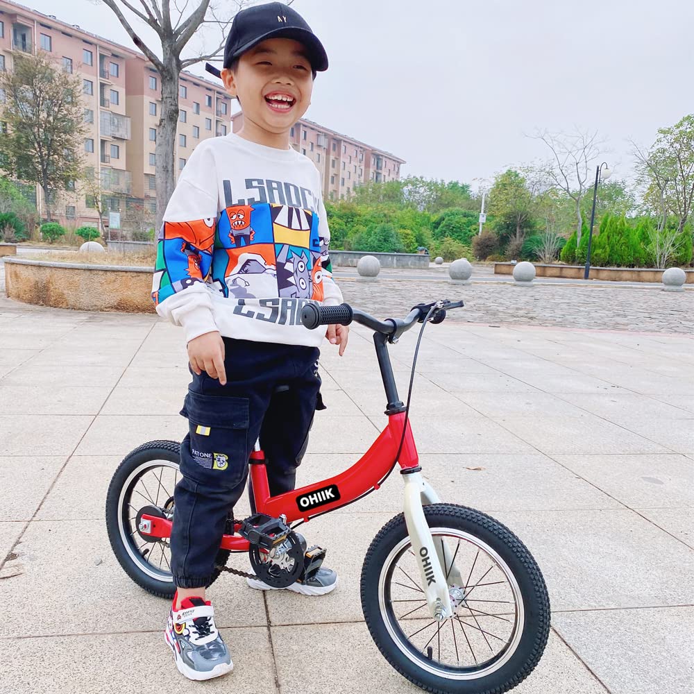 OHIIK Balance Bike 2 in 1 for Kids 3 4 5 6 7 Years Old,Balance to Pedals Bike,12 14 16 inch Kids Bike,with Pedal kit,Training Wheels,Brakes (14 inch, Blue)
