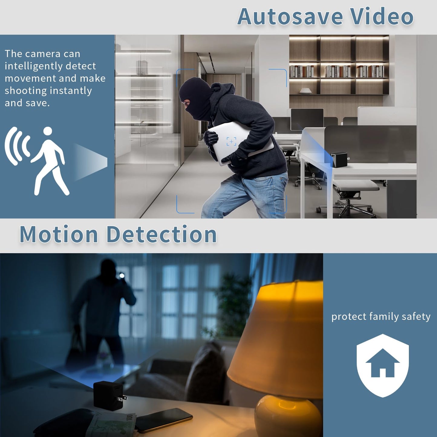 TQGX Hidden Camera Charger Full 1080P HD Wireless Spy Camera Hidden Nanny Cam Mini USB Charger with Motion Detection, Hidden Cameras for Home Security, Office, Baby, Pets, Elderly Parents
