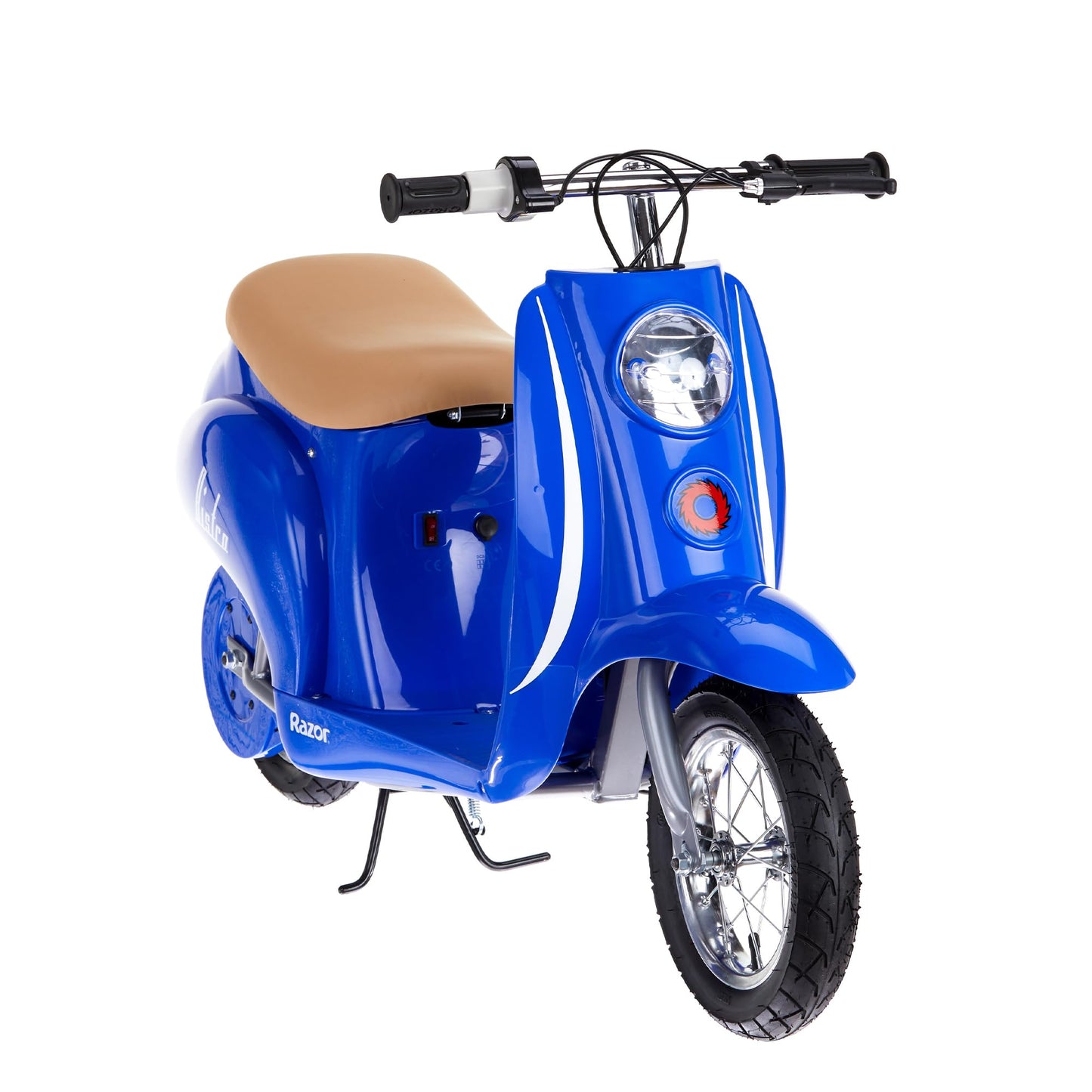 Razor Pocket Mod Miniature Euro 24V Electric Kids Ride on Retro Moped Scooter, Speeds Up to 15 Mph and 10 Mile Range, Ages 13+, Blue