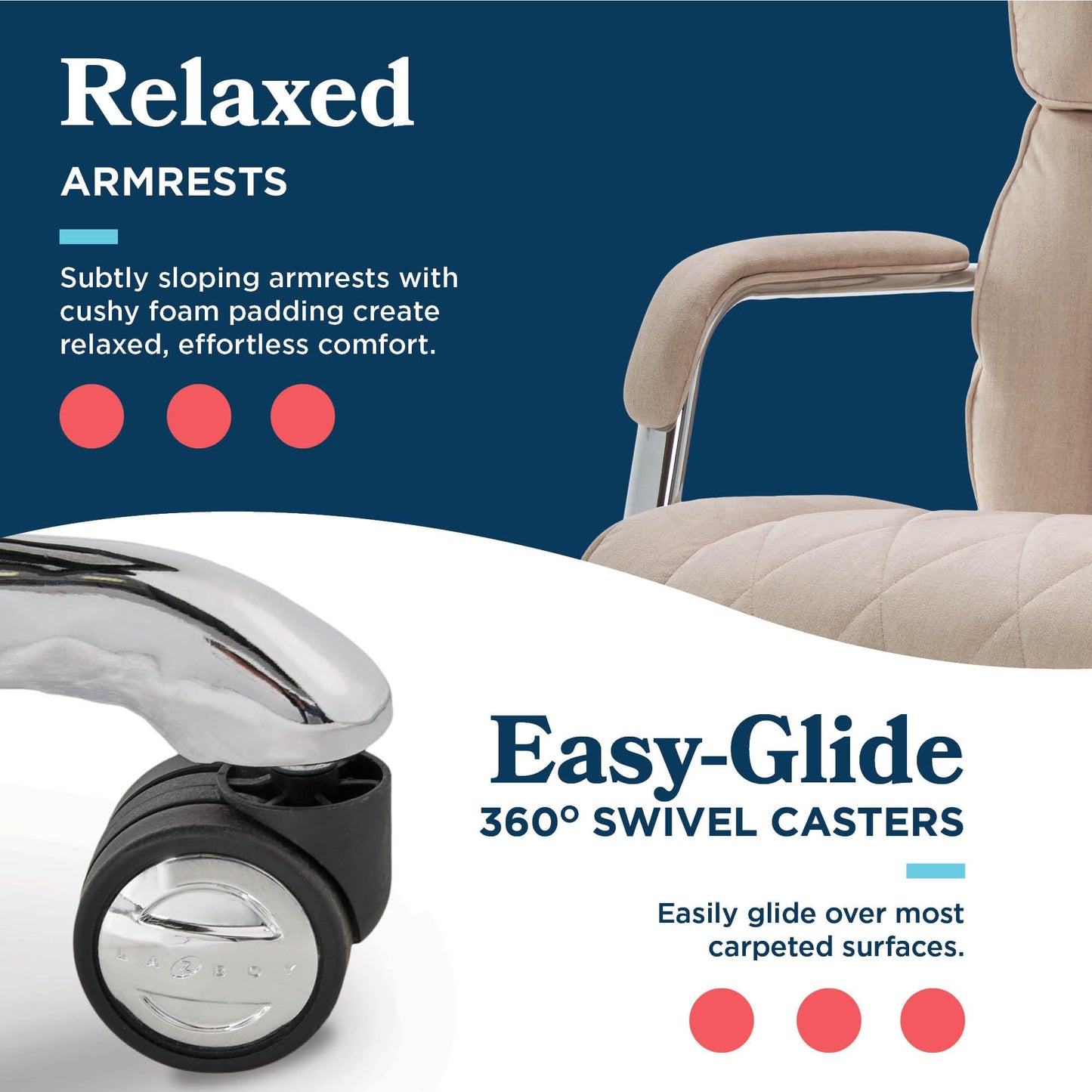 La-Z-Boy Sutherland Ergonomic Bonded Leather Swivel Computer and Desk Chair, Ivory (CHR10048C)