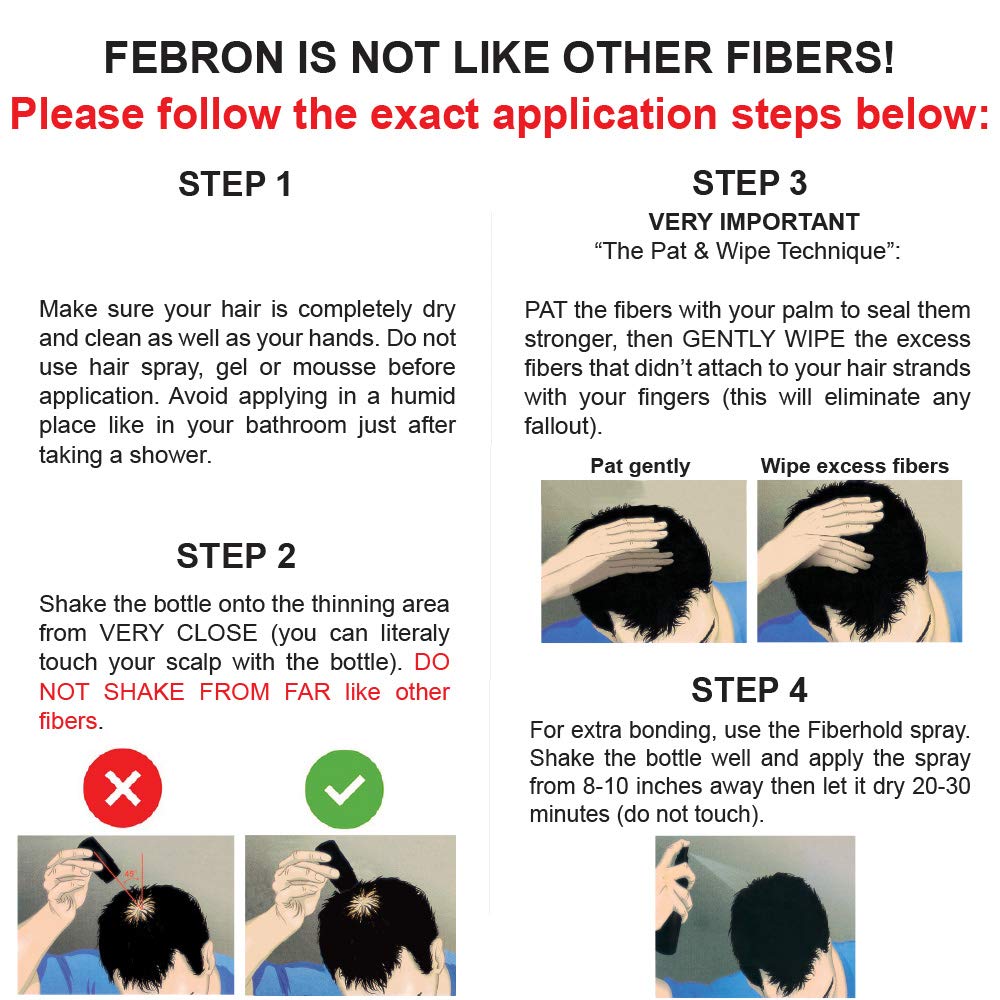 FEBRON Hair Fibers For Thinning Hair MEDIUM BROWN Giant 30G For Women & Men Hair Loss Concealer Hair Powder Volumizing Based 100% Undetectable & Natural - Bold Spots Filler