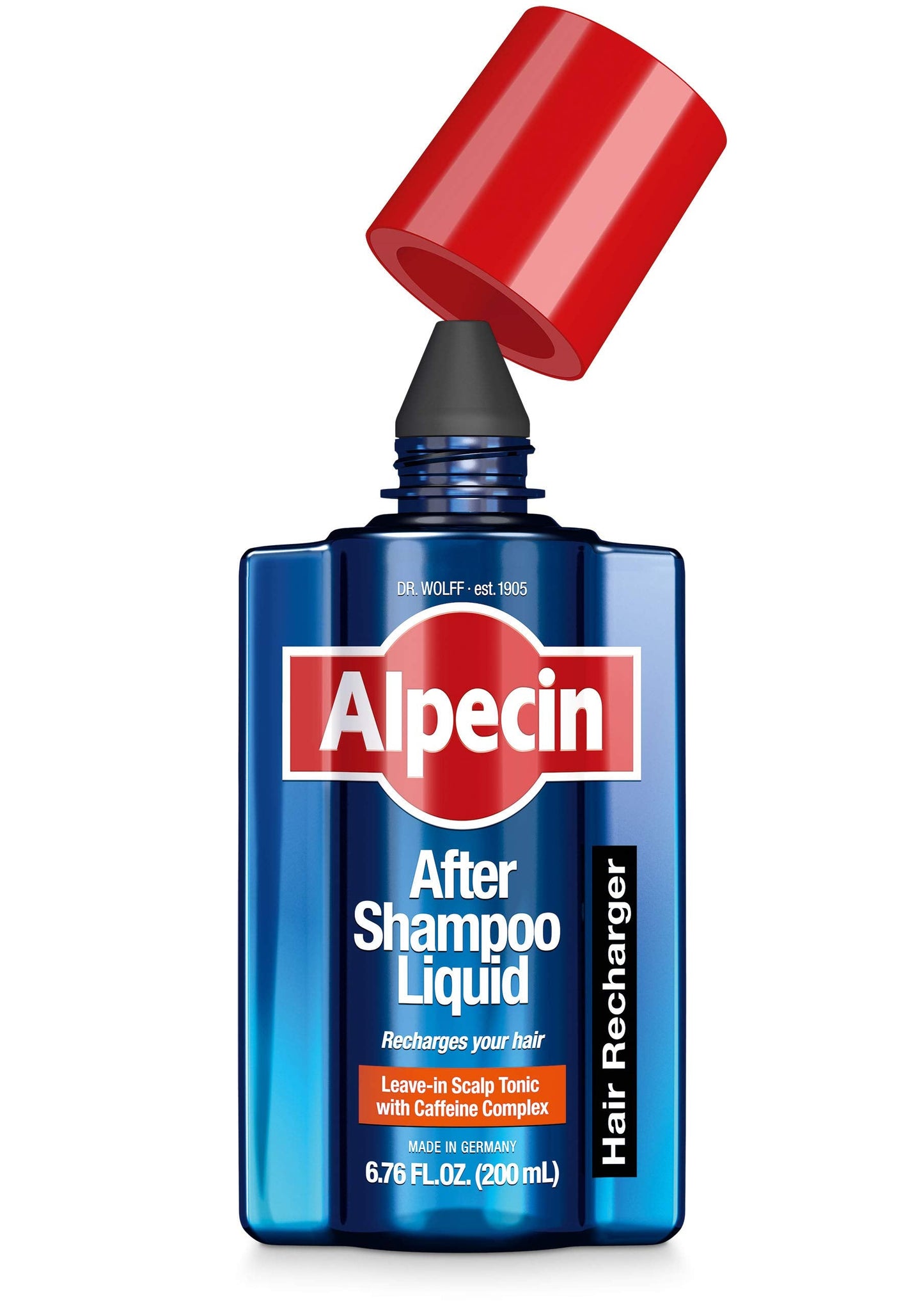 Alpecin After Shampoo Caffeine Liquid Hair Recharger, 6.76 fl oz, Scalp Tonic for Men's Thinning Hair Growth, Sulfate Free with Castor Oil