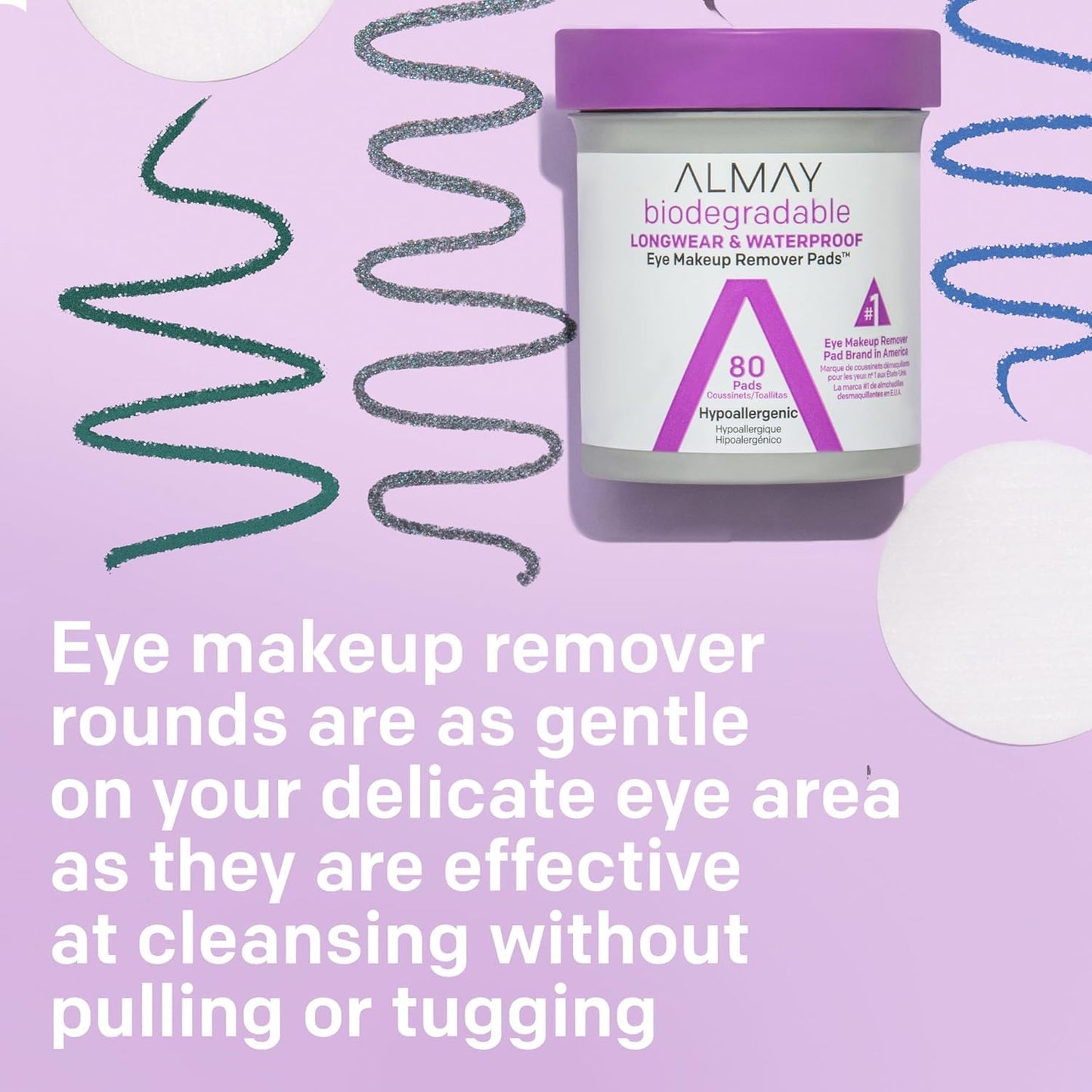 Almay Longwear and Waterproof Eye Makeup Remover Pads, 80 Count (Pack of 4)