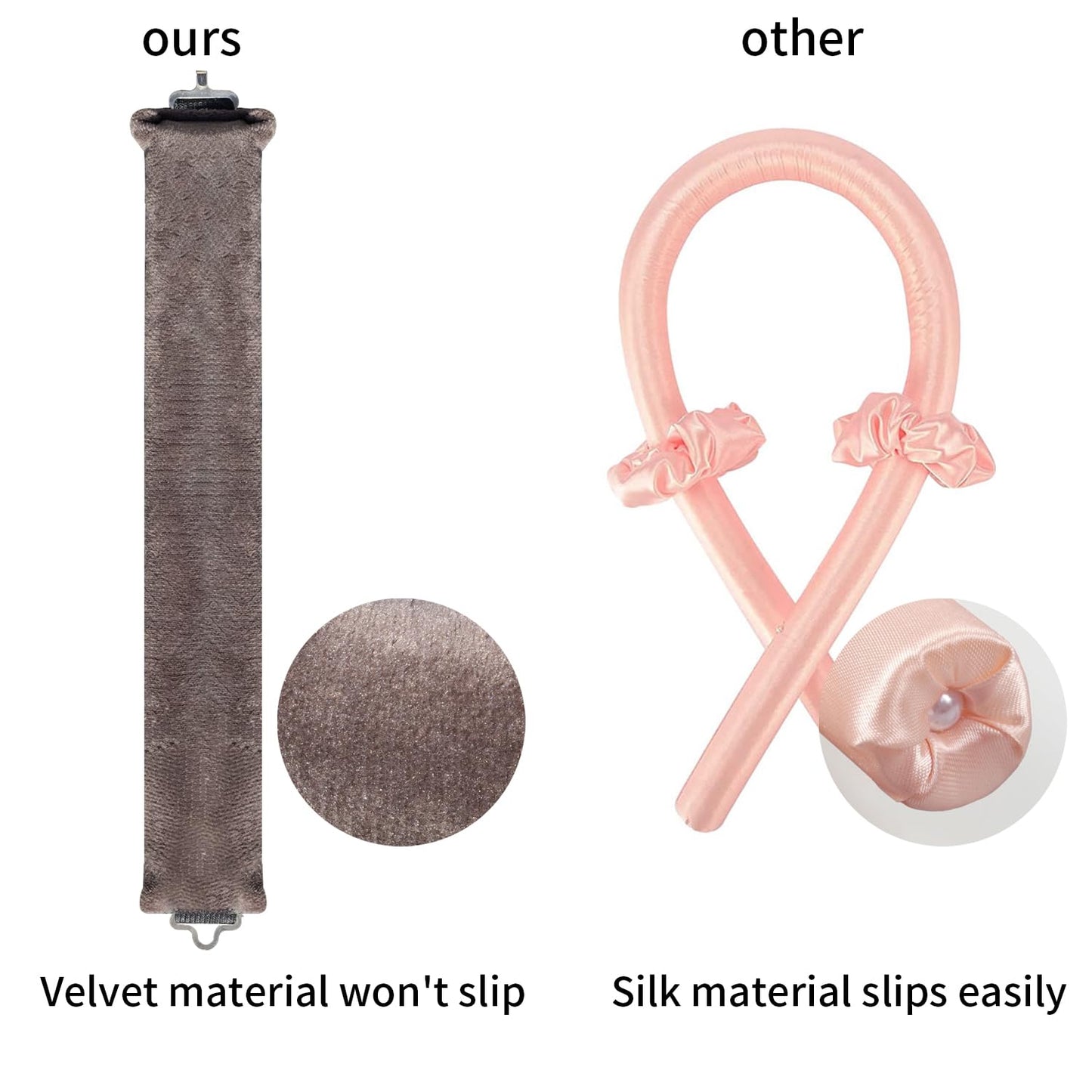 Overnight Blowout Rods,Jumbo Heatless Curling Roller for Long Hair to Sleep in,4 Pcs Soft Velvet Satin Curlers with Scarf for Volume and Blowout Look