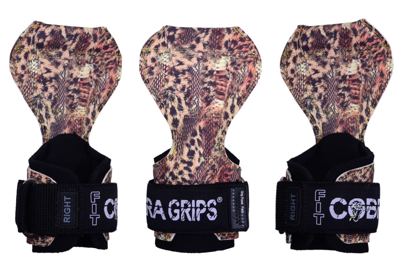 Cobra Grips PRO Weight Lifting Gloves Heavy Duty Straps Alternative Power Lifting Hooks for Deadlifts Adjustable Neoprene Padded Wrist Support Bodybuilding (FIT LEO Leather)