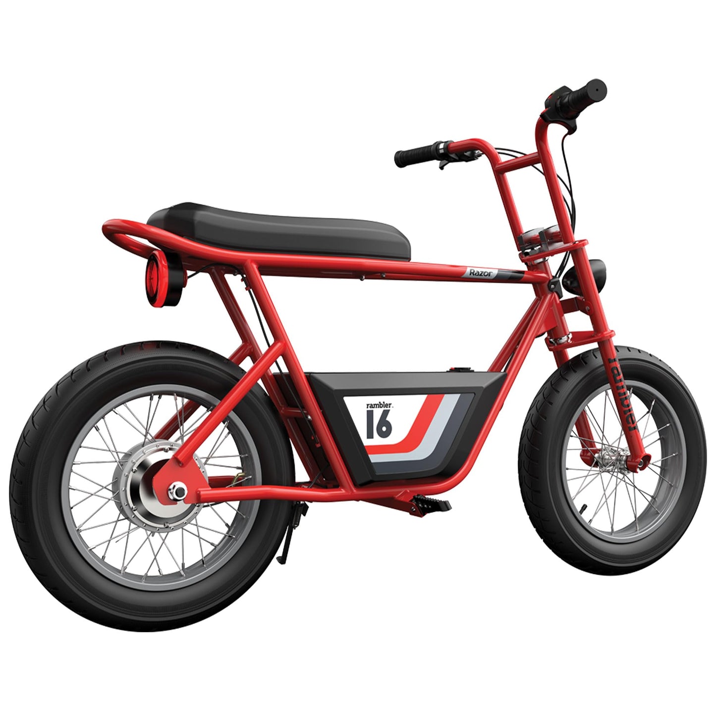 Razor Rambler 16 Electric Retro Minibike for Adults with 350W Hub-Driven Motor, 16 Inch Tires, & 36V Battery, Red