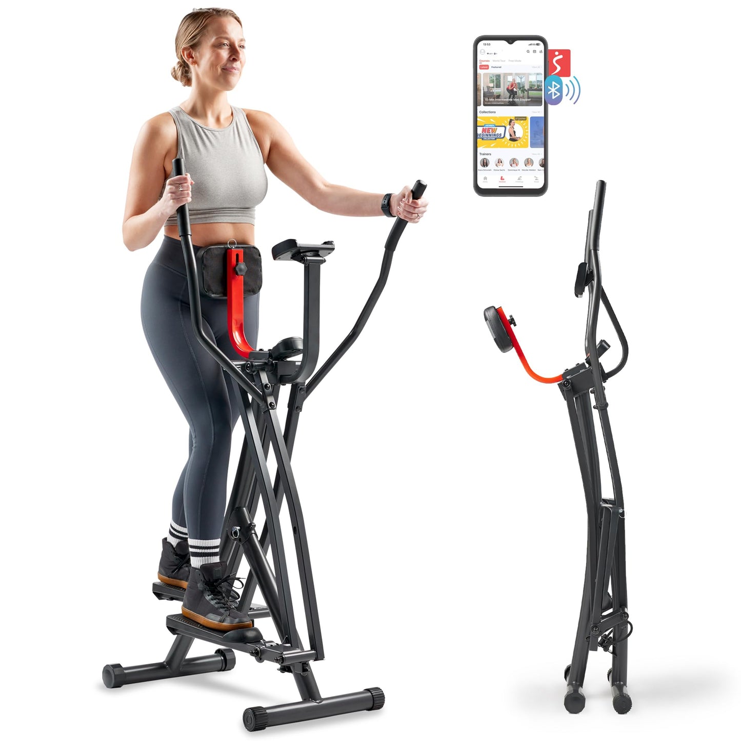 Sunny Health & Fitness SF-E902S Air Walk Pro Trainer Elliptical Machine Glider w/LCD Monitor, 220 LB Max Weight and 30 Inch Stride
