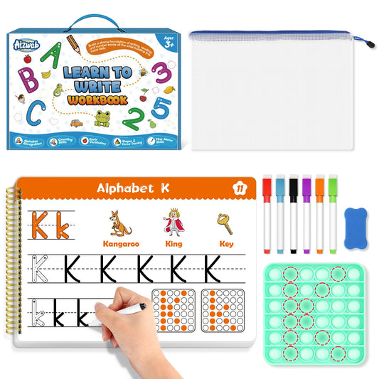 Aizweb Handwriting Practice for Kids,Learn to Write,Pre k Toddler Preschool Kindergarten Learning Activities,Number Shape Letter Tracing Writing Workbook,ABC Alphabet Autism Montessori Toys