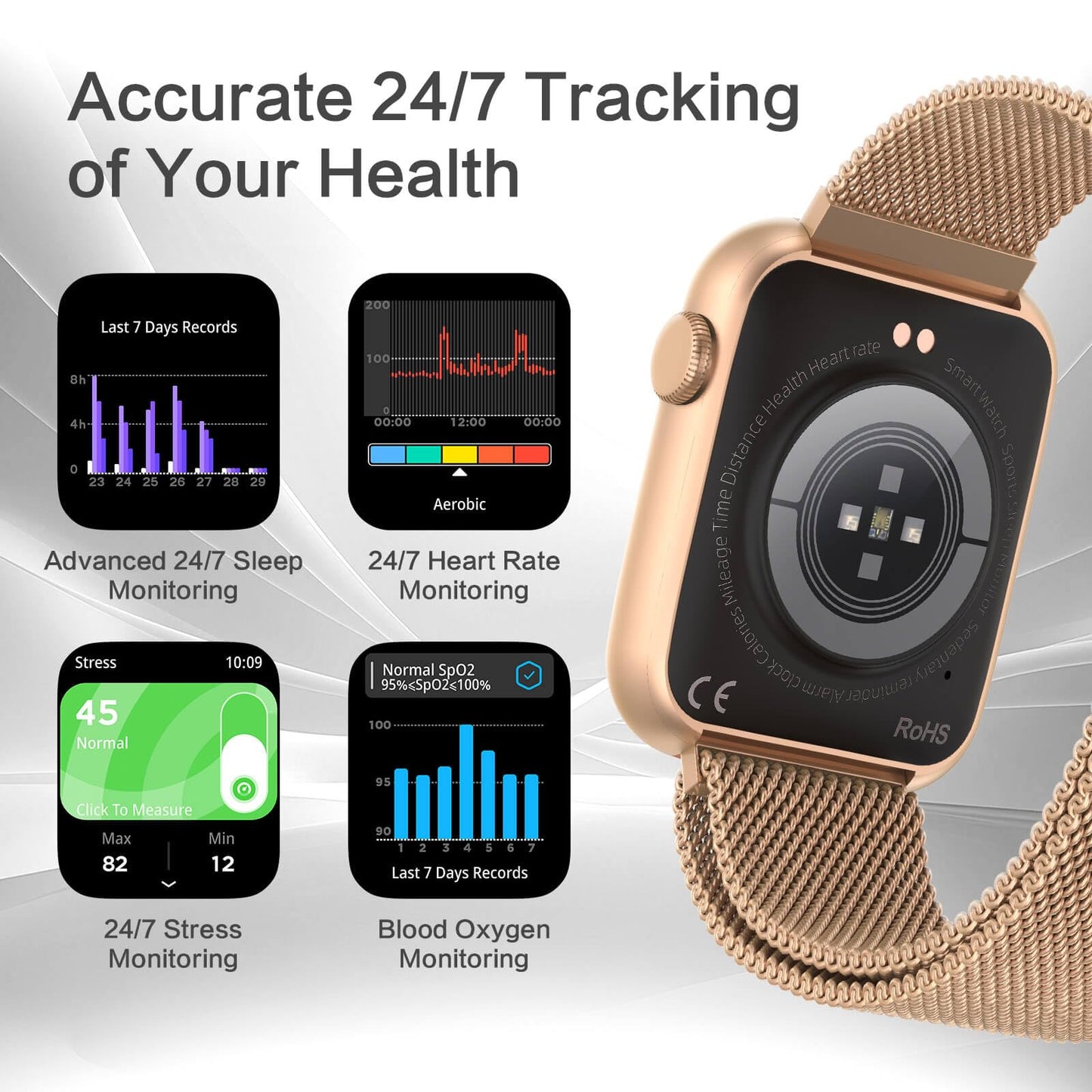 2025 Smart watches for Women with Blood Pressure Monitor, 1.9" AMOLED DA GPT AI Voice Smartwatch, 24/7 Heart Rate Stress Sleep Monitor,123 Sports Modes, IP68 Waterproof Fitness Tracker for Android iOS