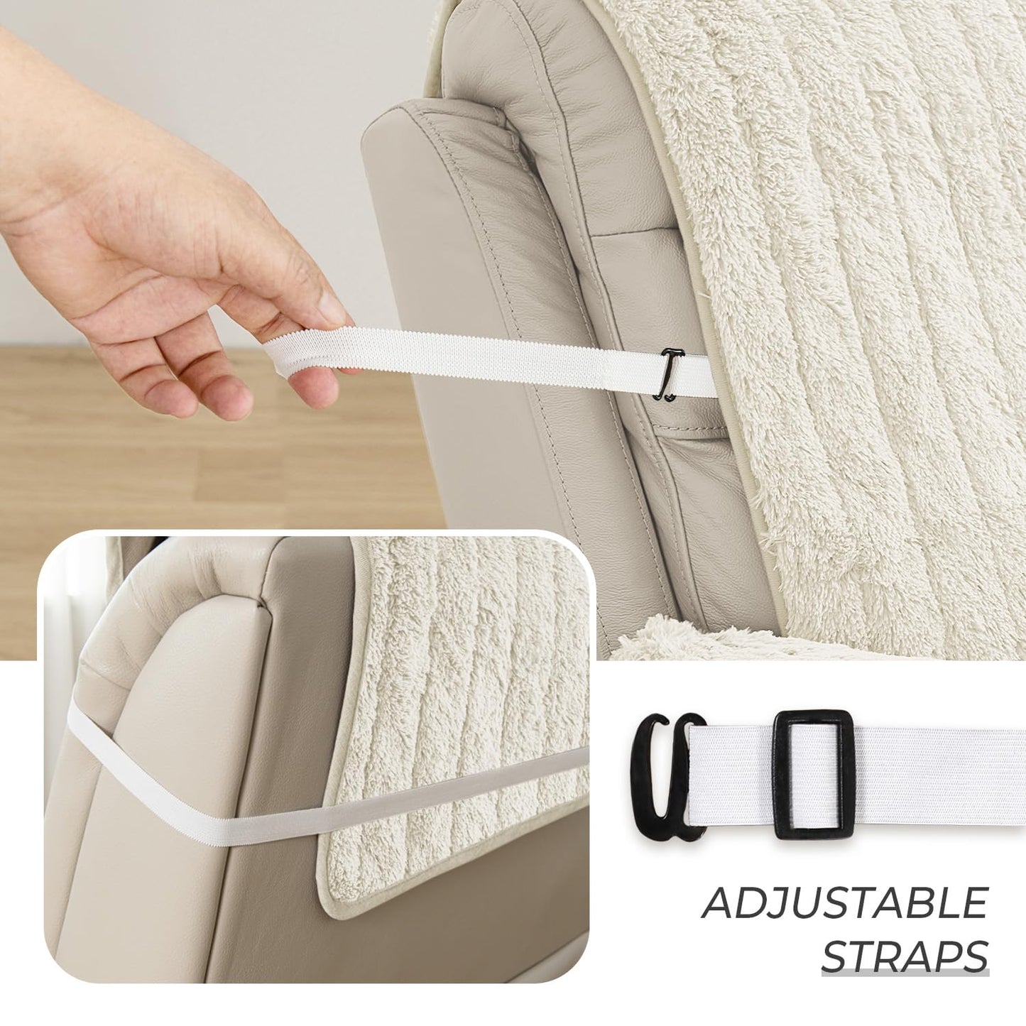 RBSC Home Plush Recliner Slipcover Chair Covers Artificial Wool Lazy Boy Cover Quilted Cover for Recliner Chairs and Furniture (Ivory, 30")