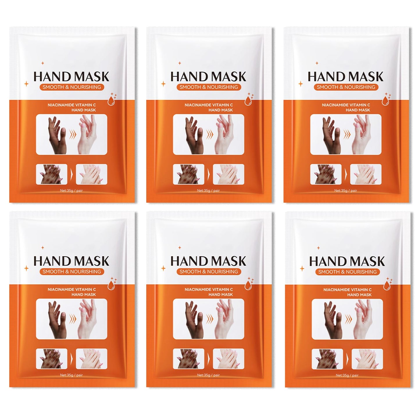 JunKuJK 6PCS Hand Masks,Hydrating Hand Masks Moisturizing Gloves Overnight for Dry Cracked Hands,Daily Hand Care Hand Masks Gift Set for Women and Men M