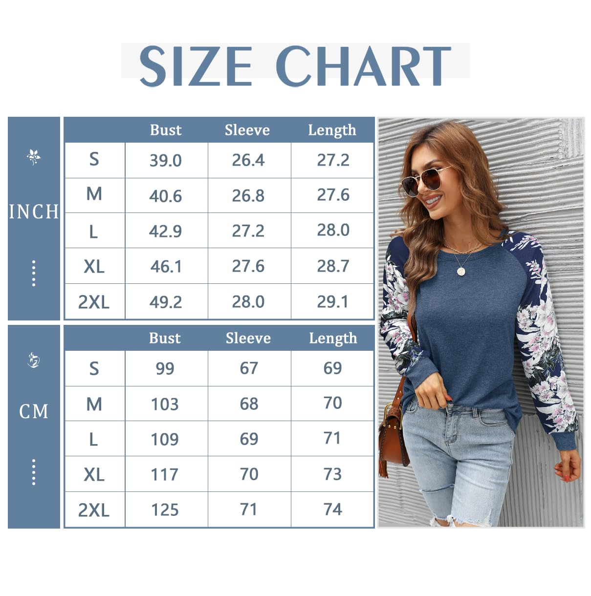 Aifer Womens Long Sleeve Tee Shirt Cute Round Neck Fall Tops Fashion Crewneck Sweatshirts Blue Outfits Pullover