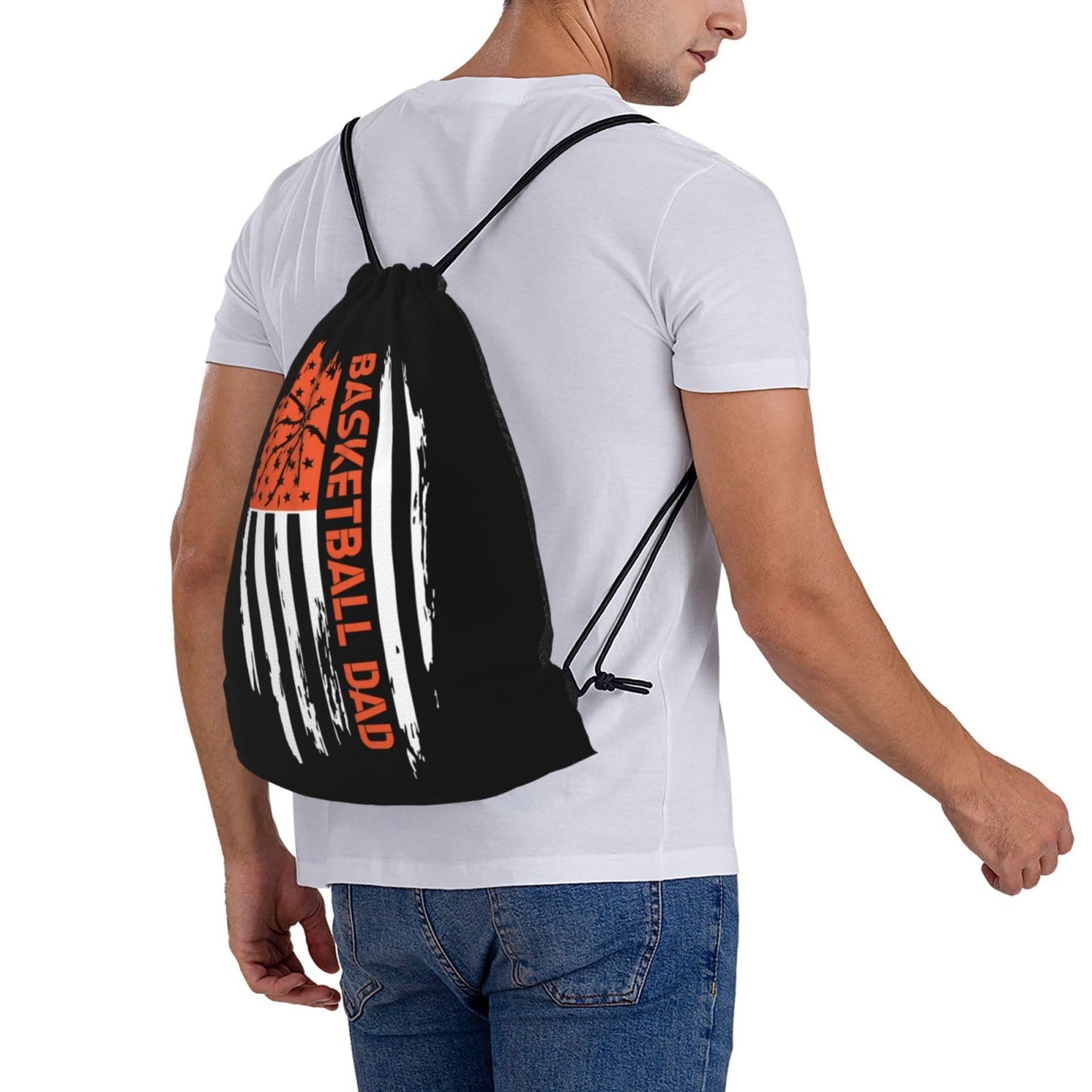 AIMASTZ Funny Basketball Dad Unisex Drawstring Backpack Bag Sport Gym Swim Travel Sackpack