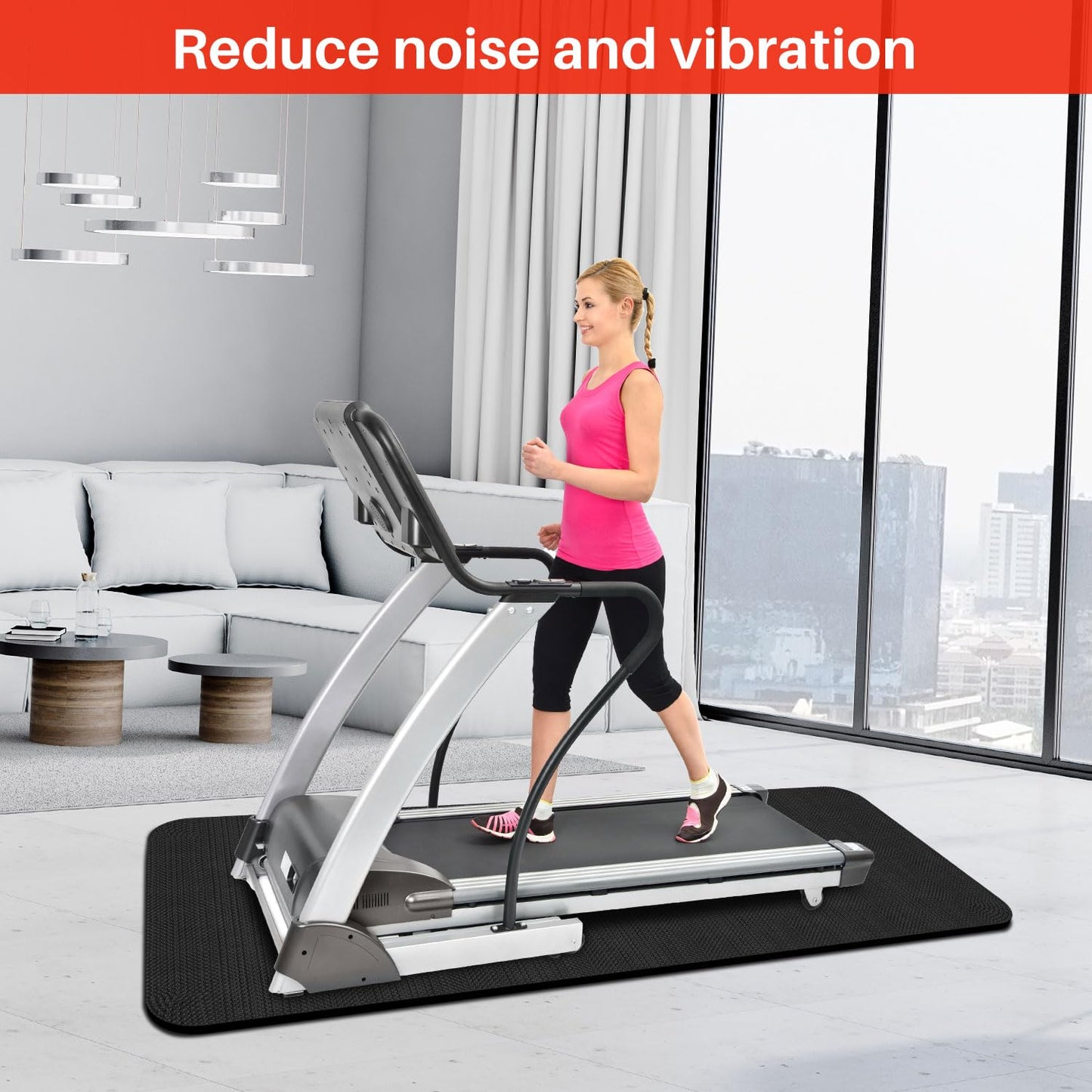 Treadmill Walking Pad Mat for Carpet Floors,23.6x60 Foldable Treadmill Mat for Hardwood Floors, Non-Slip Exercise Equipment Mat for Under Exercise Bike,Walking Pad & Elliptical,Noise Shock Absorption