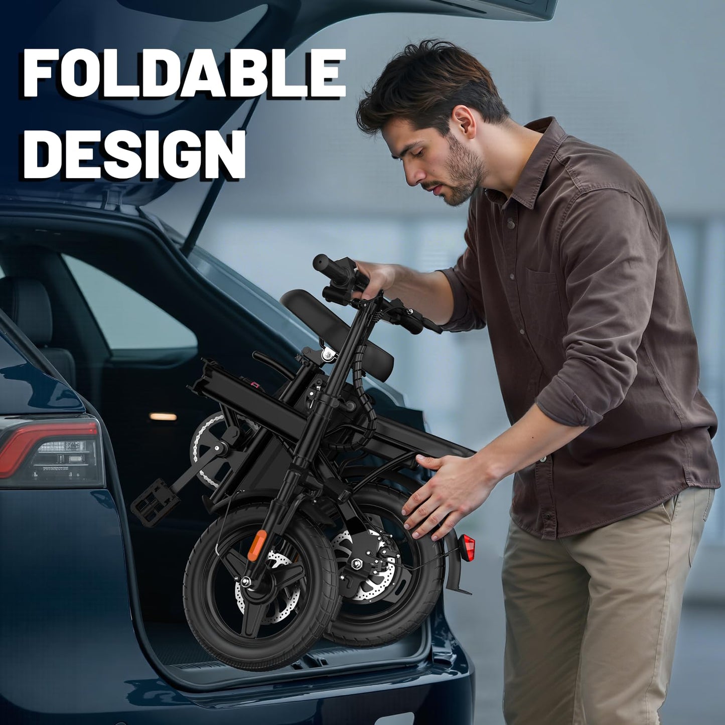 RPINT Electric Bike for Adults 500W/750W Peak Motor, 14" Folding E Bike with 48V 10Ah Removable Battery, Electric Bicycles with 25 Miles PAS Range, Foldable Mini E-Bikes for Teens (E14 Black)